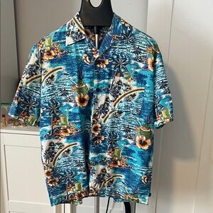 Spyder Blue Floral Hawaiian Shirt
